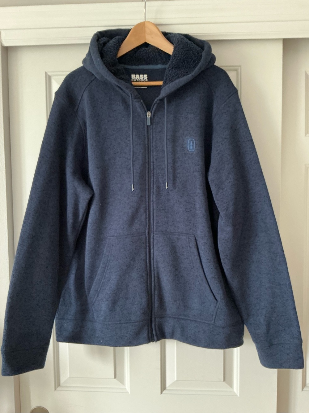 Bass Outdoor Men's Navy Blue Fleece Zero Day Zip-Up Sherpa-Lined Hoodie XL